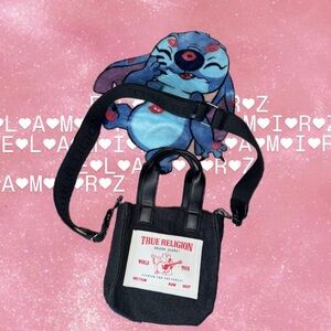 True Religion Black Denim Mini Tote Bag w/ adjustable Crossbody strap